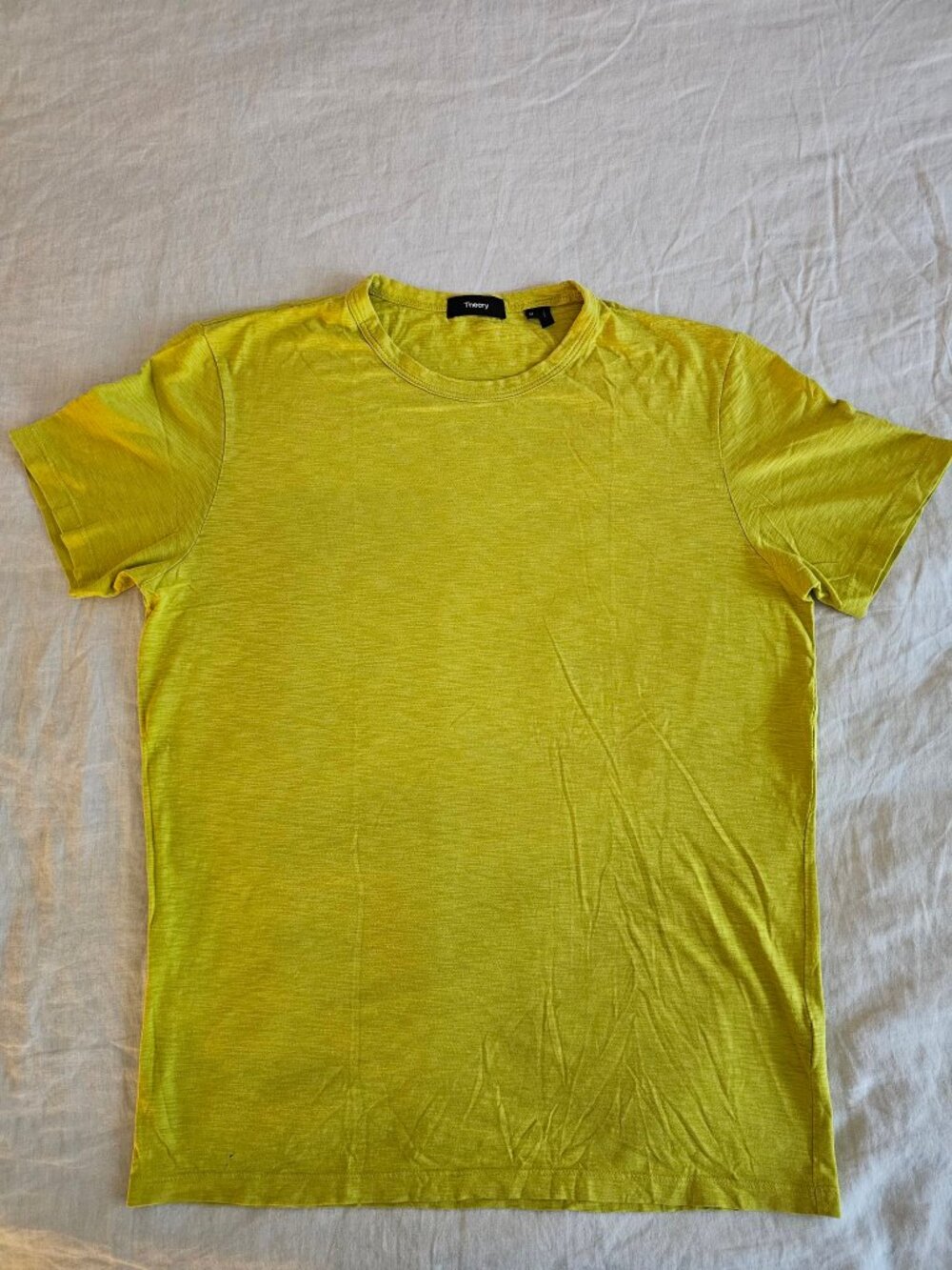 Theory Essential Tee T-Shirt M Chartreuse 100% Cotton